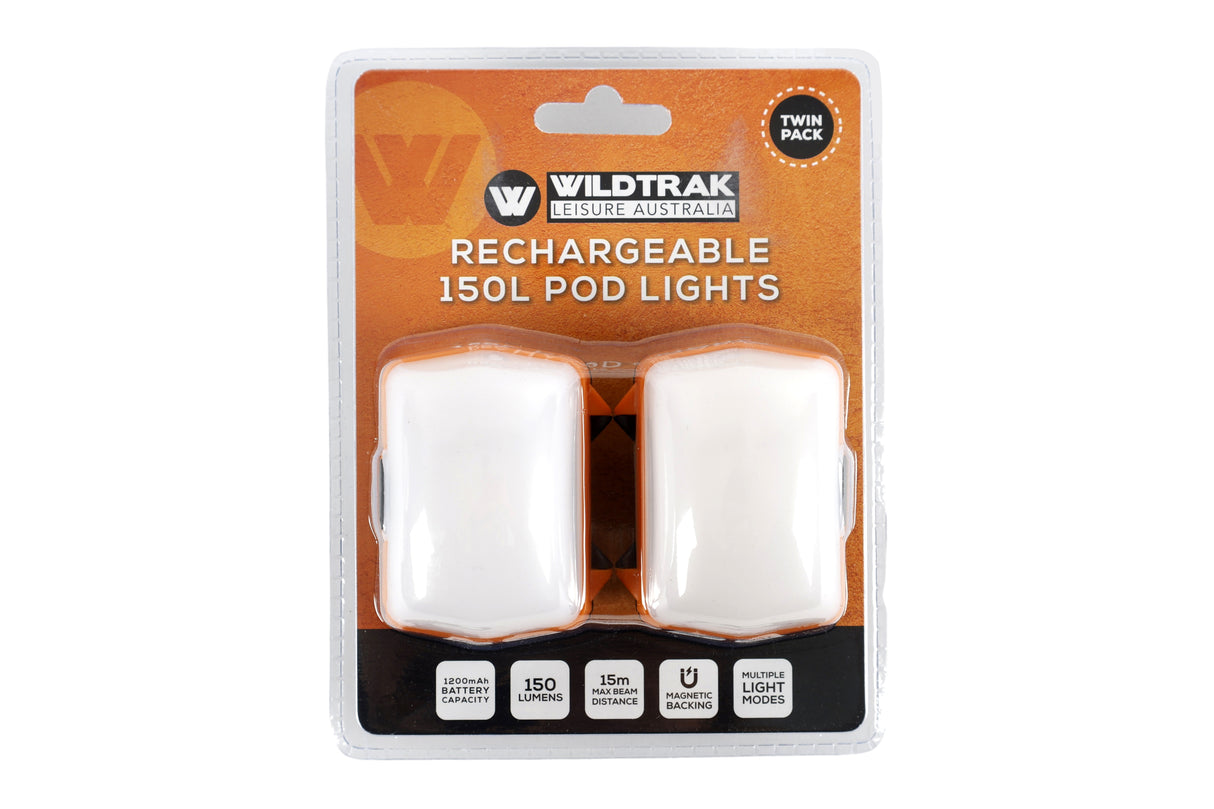 Pod Light Twin Pack, Rechargeable, Magnetic Base, Multi Light Modes inc Amber, Dust & Water Resistant