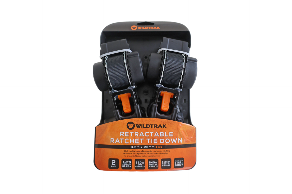 RETRACTABLE RATCHET TIE 2PCE DOWN STRAP 350X2.5CM