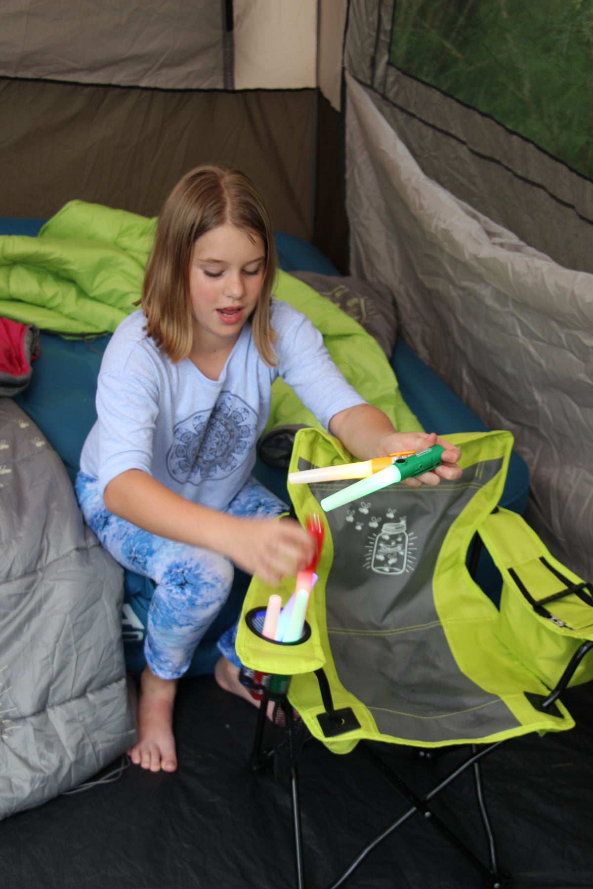 CHAIR QUAD KIDS FYREFLY ILLUMI BUG GREEN COLEMAN