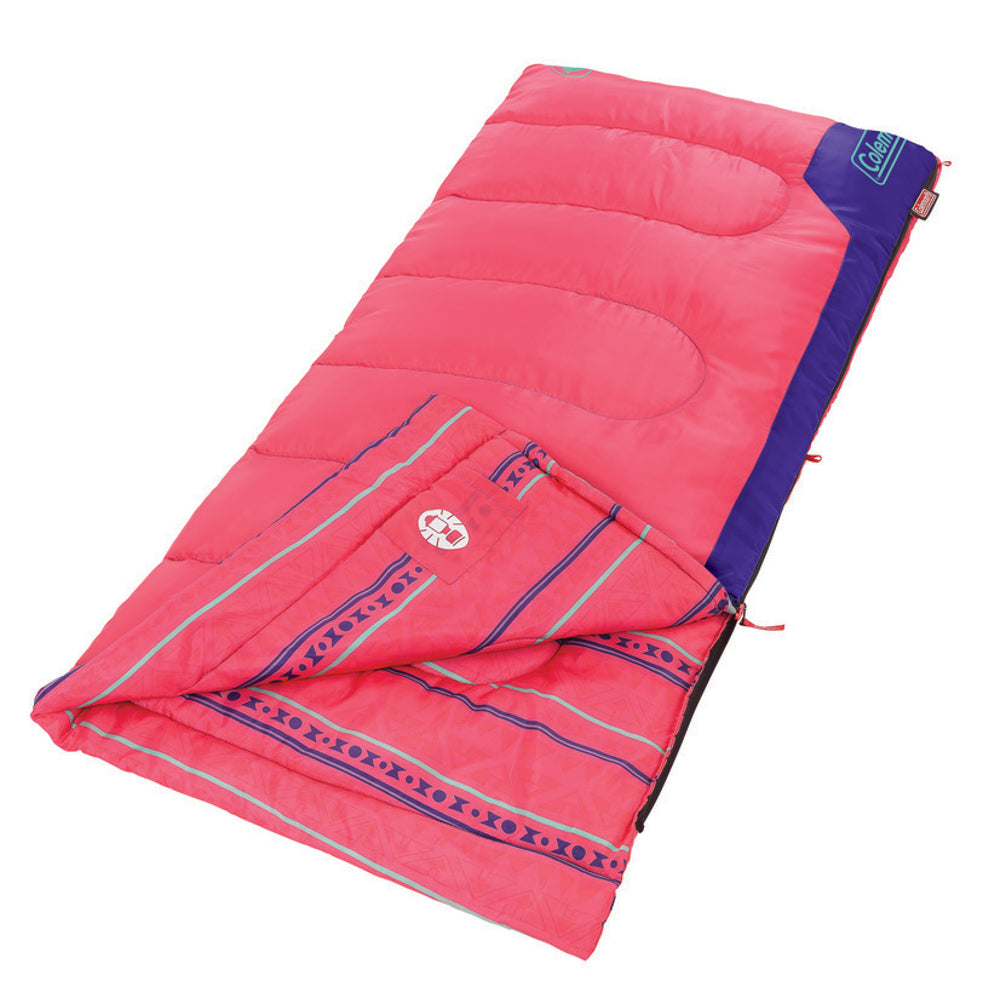 SLEEPING BAG YOUTH PLUS10C TEMP RATING PINKPURPLE COLEMAN