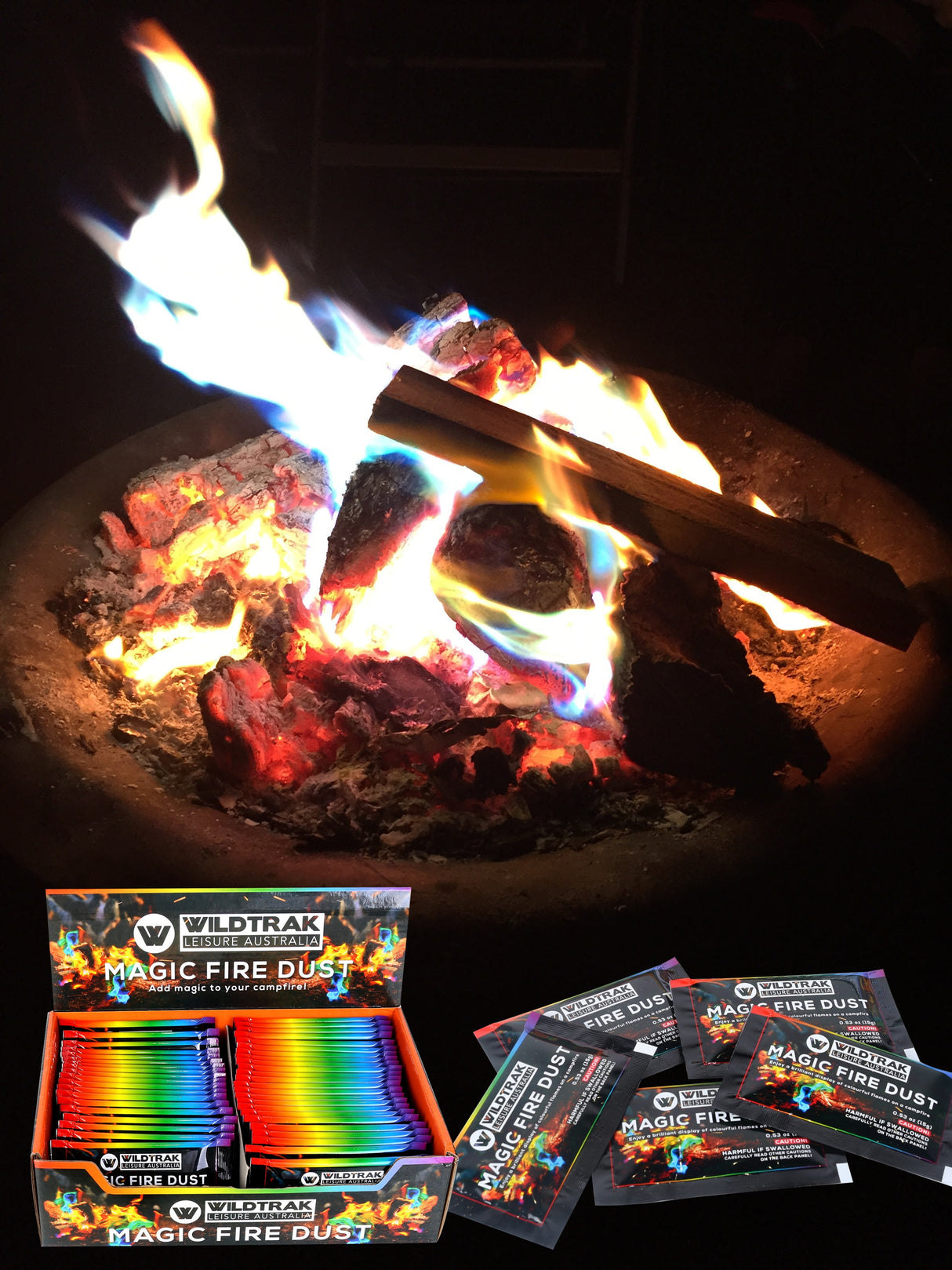 Individual 15g magic colour fire sachet. Creates spectacular coloured flames