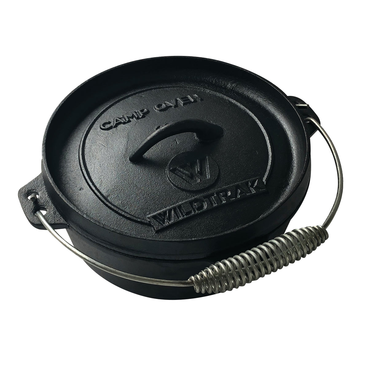 Cast Iron 2 Quart Heavy Duty Pre-Seasoned Round Camp Oven with Lip and Handle 20.5x10.8