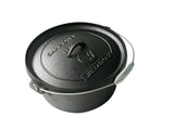 Cast Iron 12 Quart Heavy Duty Pre-Seasoned Round Camp Oven with Lip and Handle