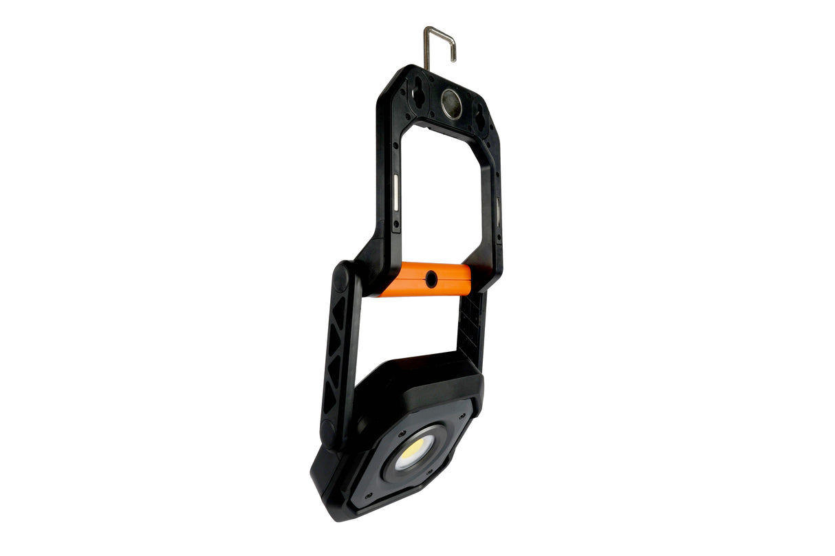 Work Floodlight, 6 Light Modes, Rechargeable, Built-in Power Bank with USB-C Charge Lead, 360 Degree Swivel Action, Wall Mount Bracket, Shock & Water Resistant
