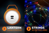 STRING LIGHTS 10M WITH WINDER 200L 3000mAh 12CMDIA MULTI COL