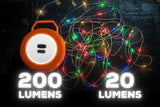 STRING LIGHTS 10M WITH WINDER 200L 3000mAh 12CMDIA MULTI COL
