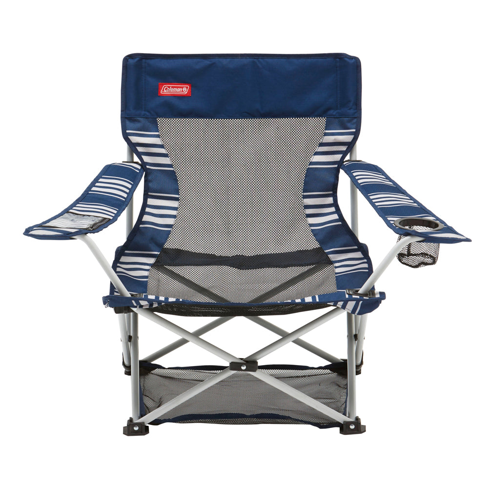 CHAIR QUAD BEACH MESH BLUE ANDWHITE COLEMAN