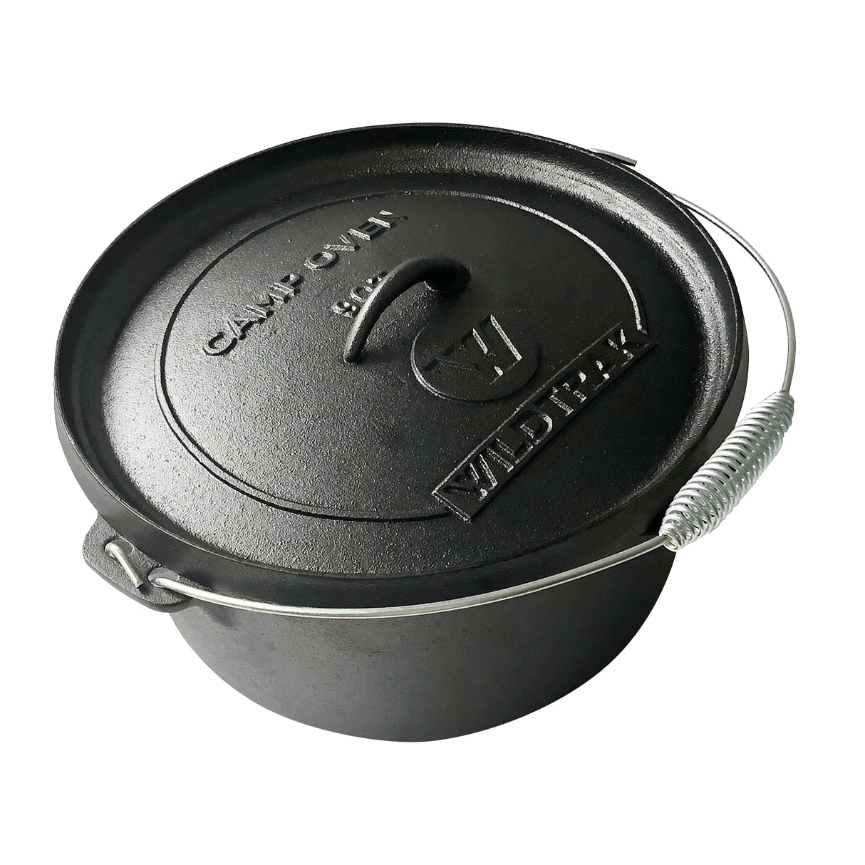 Cast Iron 9 Quart Heavy Duty Pre-Seasoned Round Camp Oven with Lip and Handle 31x16cm