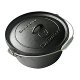 Cast Iron 9 Quart Heavy Duty Pre-Seasoned Round Camp Oven with Lip and Handle 31x16cm