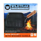 CAST IRON GRIDDLE WITH WOOD FOLDING HANDLE 24X24CM