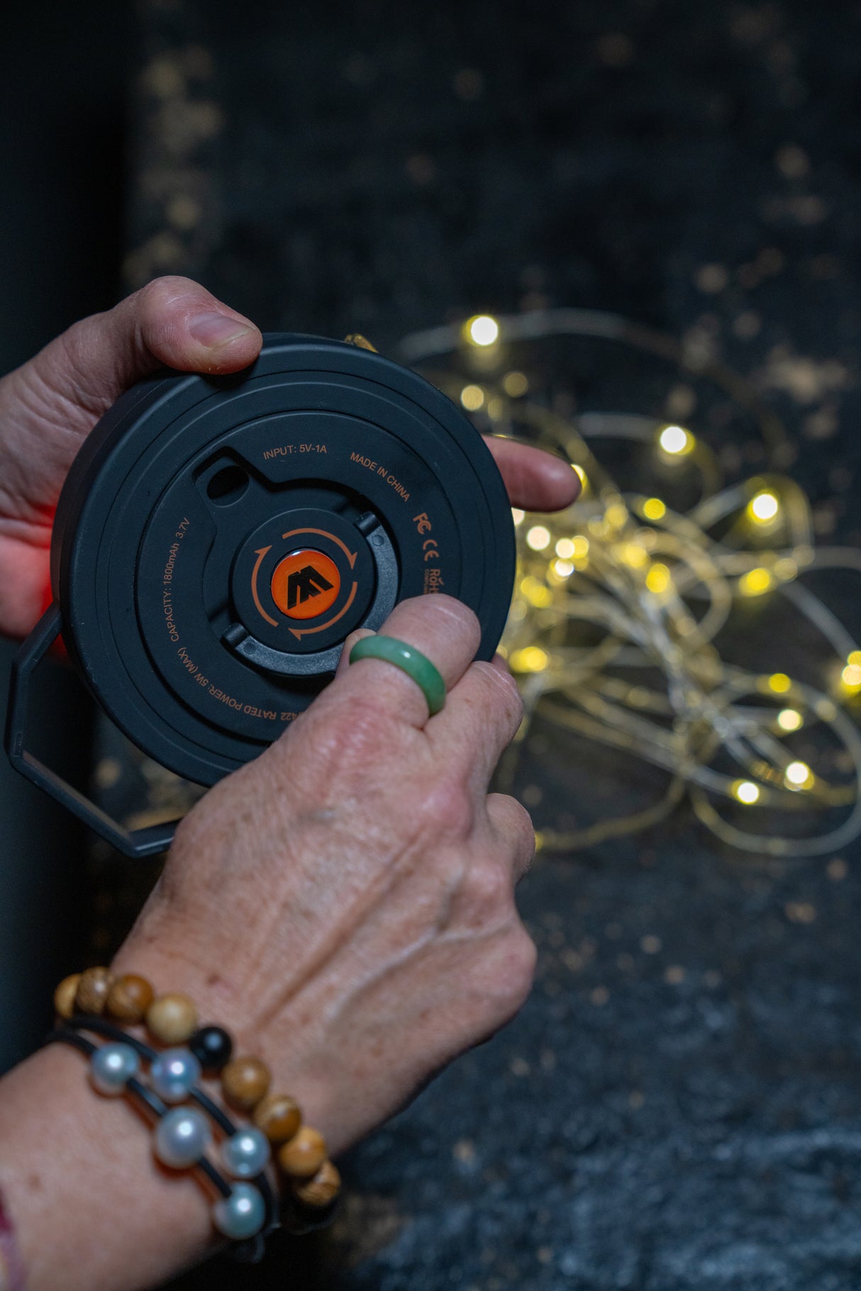 STRING LIGHTS 10M WITH WINDER 200L 1.8AH  12CM DIA